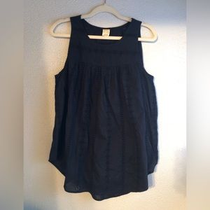 Navy eyelet cotton tank